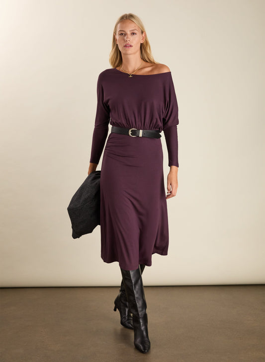 Sarah Jersey Midi Dress / Plum