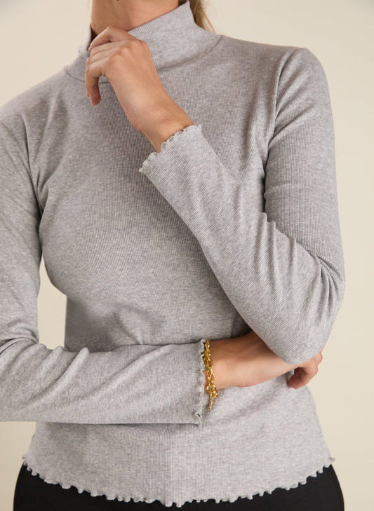 Paige Luxe Turtleneck Top / Grey Marl