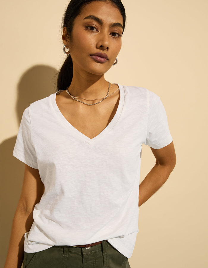 Hanorah Organic V-Neck Tee / Pure White