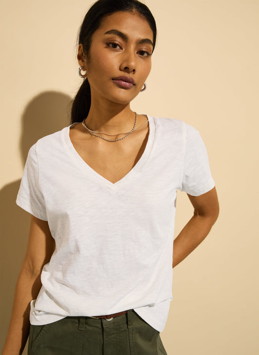 Hanorah Organic V-Neck Tee / Pure White