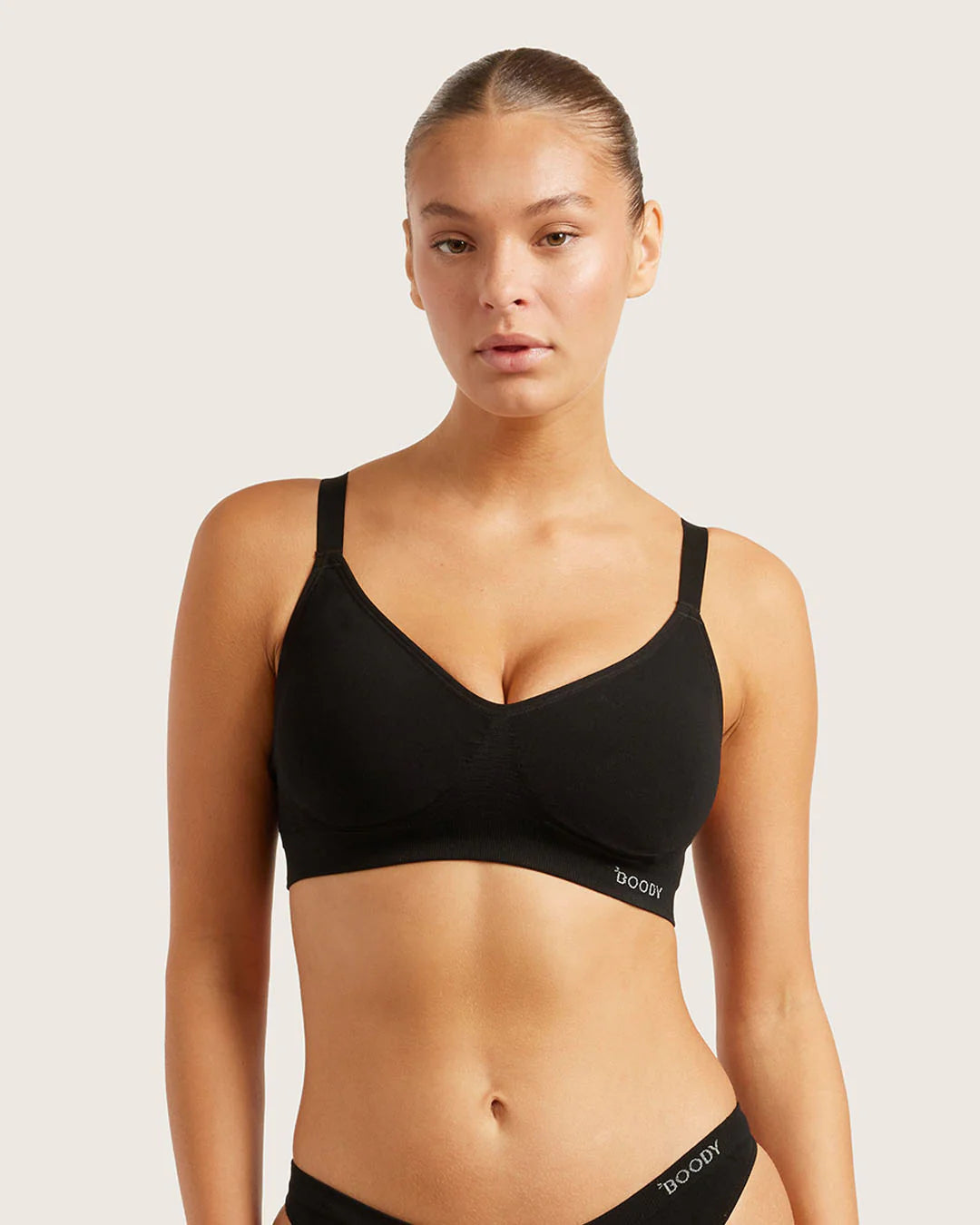 Wireless Full Bust Bamboo T-shirt Bra - Black