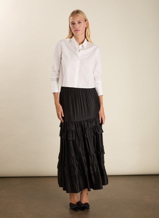 Angelica Ruffle Maxi Skirt / Caviar Black