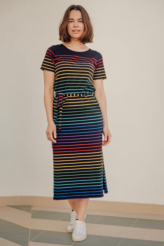Flissy Jersey Midi Dress - Black, Night Rainbow