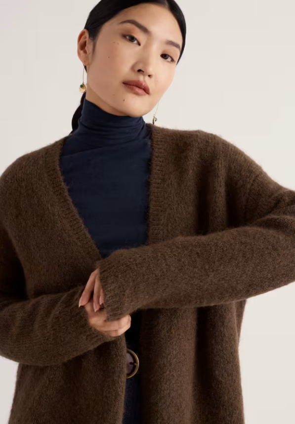 Autumn Sun Long Knitted Cardigan - Porcini