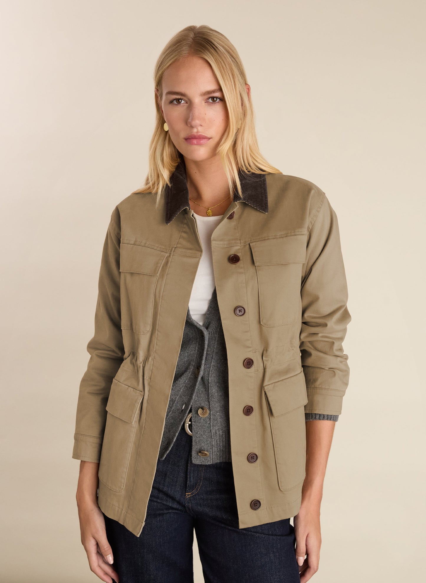 Bridie Organic Cotton Barn Jacket / Sand