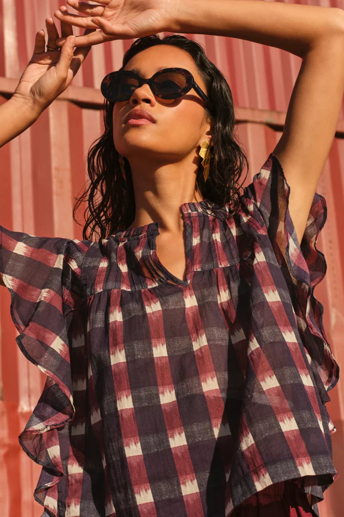 Danee Ikat Blouse - Wine