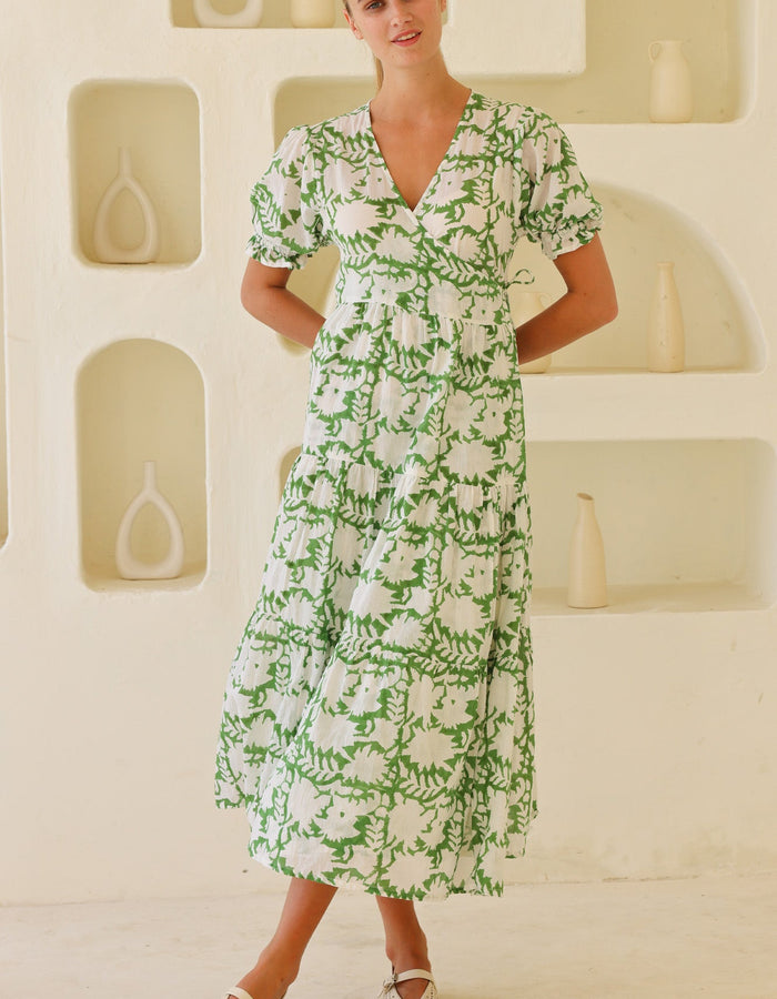 Surbhi Short Sleeve - Ecru/Green