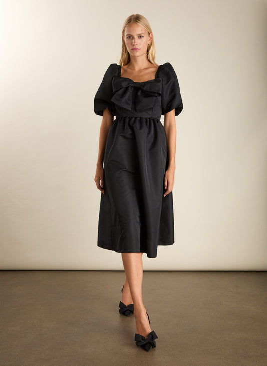 Star Bow Detail Midi Dress / Caviar Black