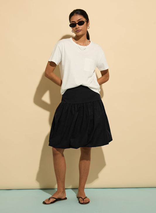 Saffy Organic Cotton Puffball Skirt / Caviar Black