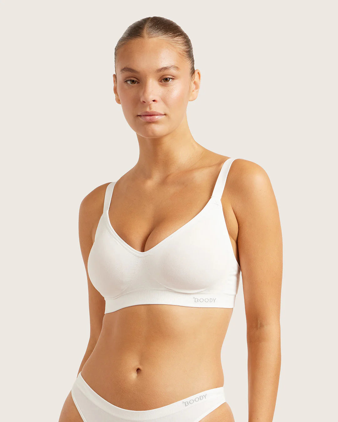 Wireless Full Bust Bamboo T-shirt Bra - White
