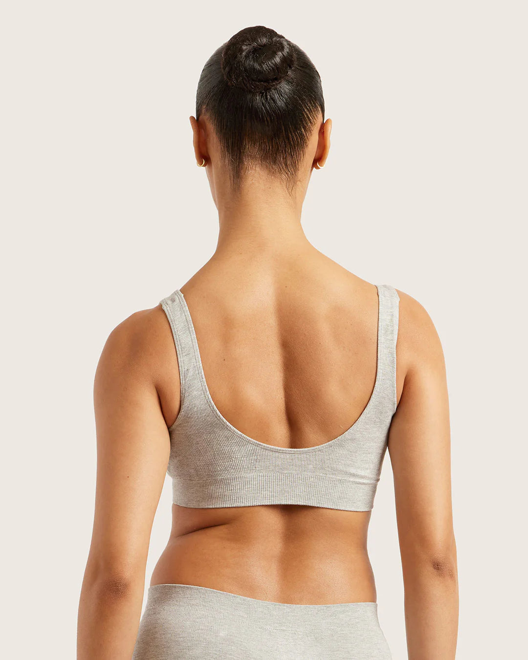 Seamfree Padded Crop Bamboo Bra - Light Grey Marl