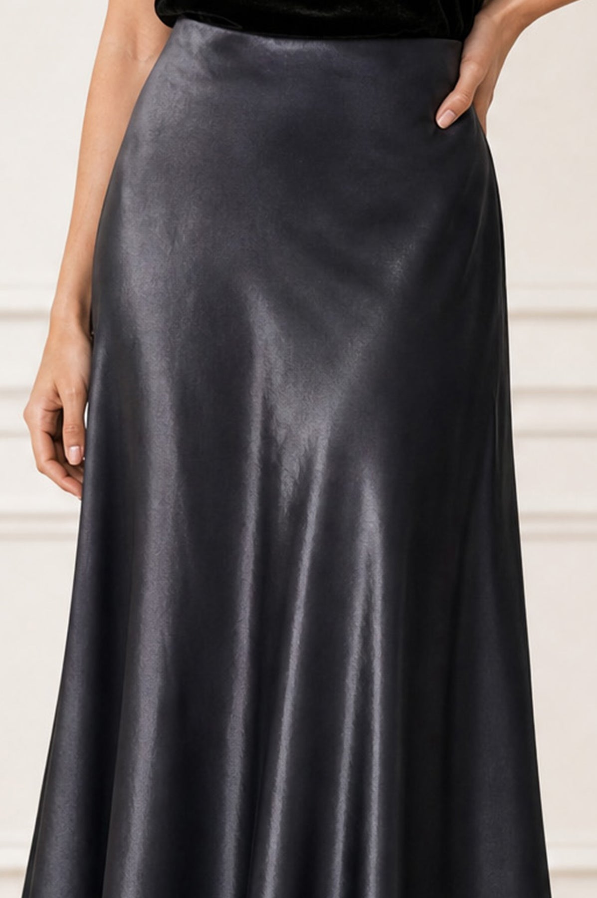 Satin Slip Skirt - Slate