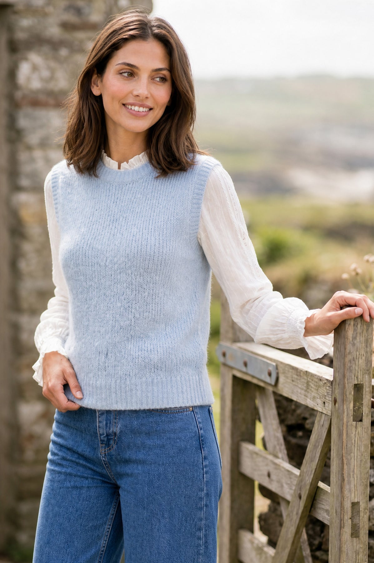 Alpaca Blend Knitted Tank - Ice Blue