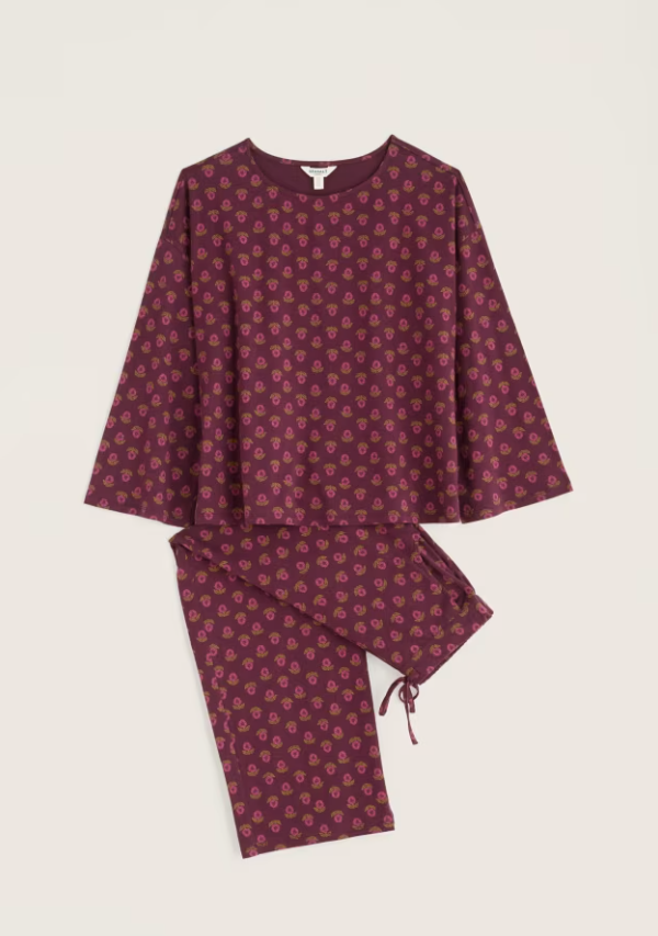 Dream Flared Sleeve Jersey Pyjamas - Dainty Flower Dark Hellebore