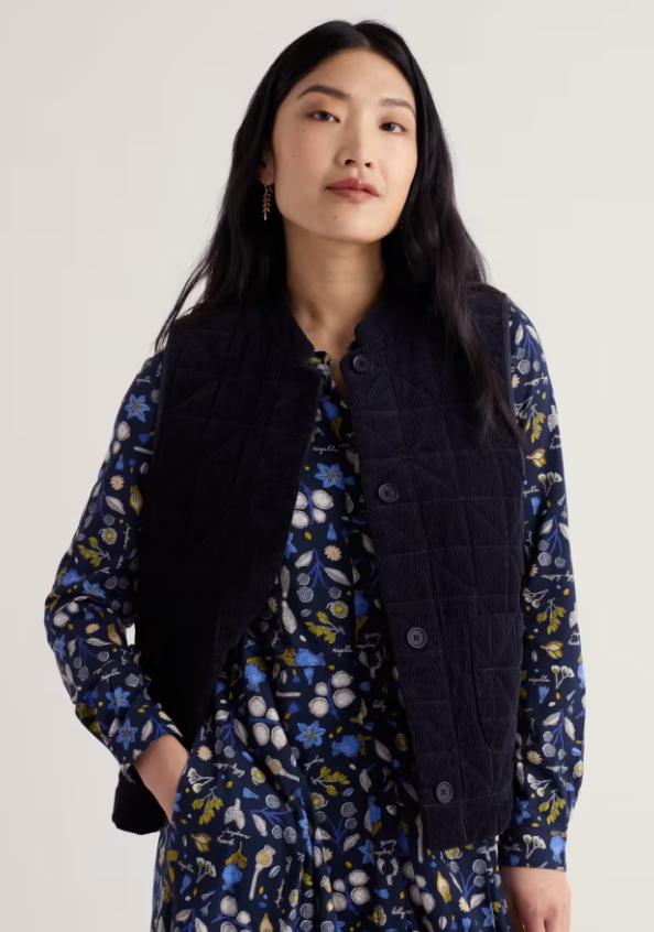 Dark navy cord gilet.