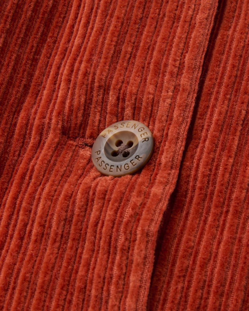 Flint Corduroy Overshirt - Dark Rust