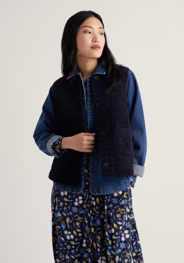 Incoming Tide Organic Cotton Cord Gilet - Inkwell