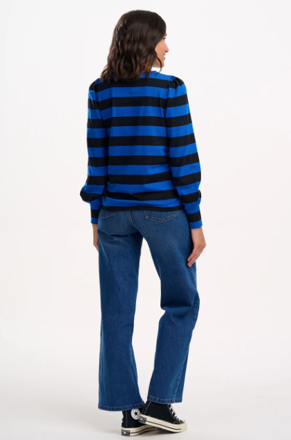 Griselda Jersey Top - Blue Black Stripe