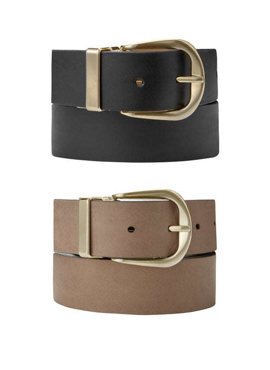 Baukjen Reversible Gold Buckle Belt - / Light Tan & Black
