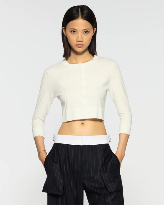 Fitted Cropped Cardigan - Cream