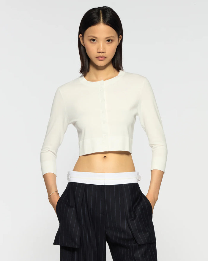 Fitted Cropped Cardigan - Cream