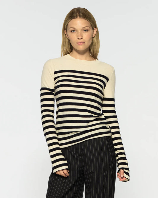 Striped Fitted Jumper - Cream/Navy