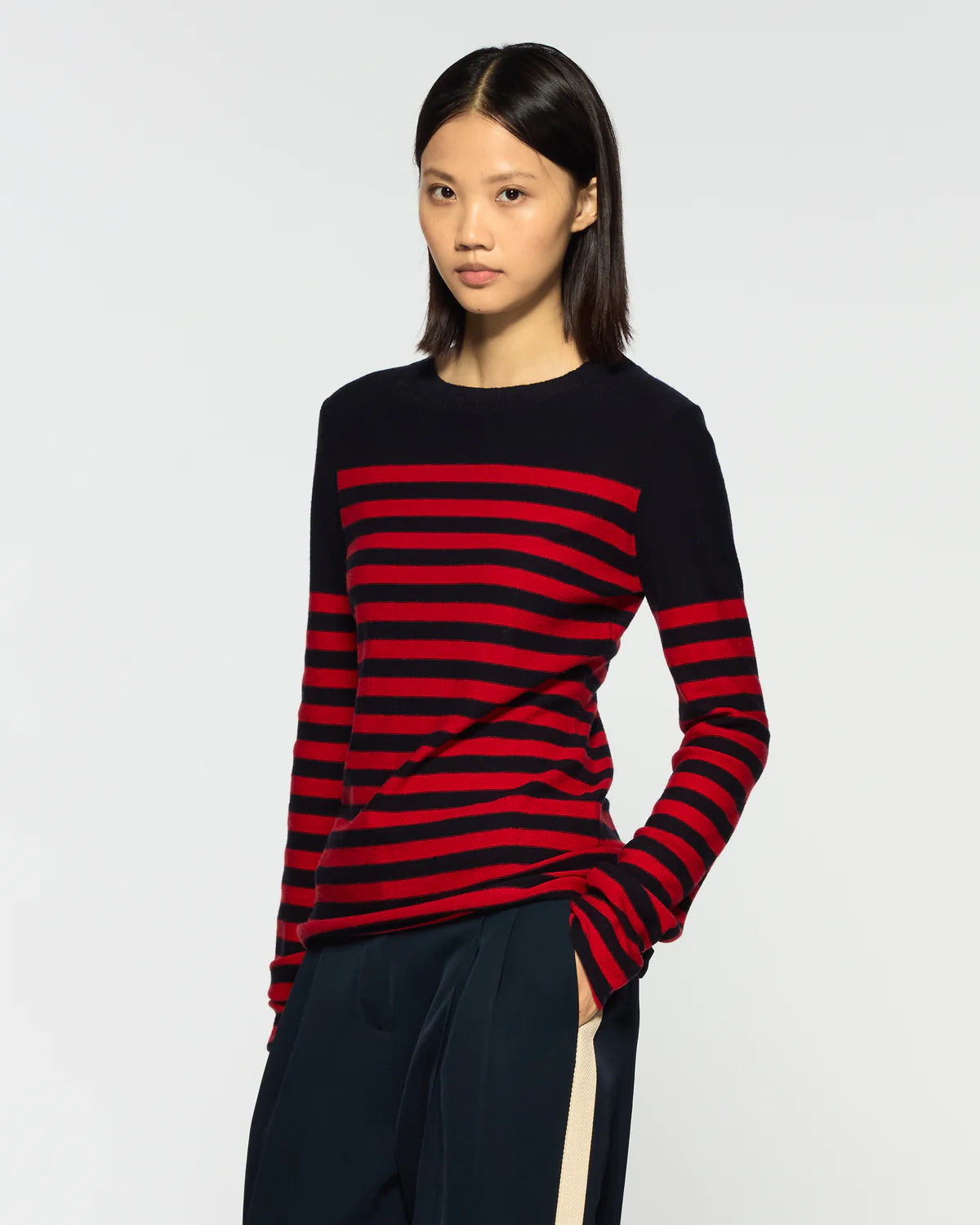 Striped Fitted Jumper - Red/Navy