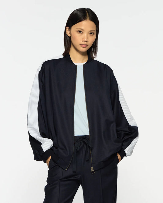 Bomber Jacket - Navy Blue Wool