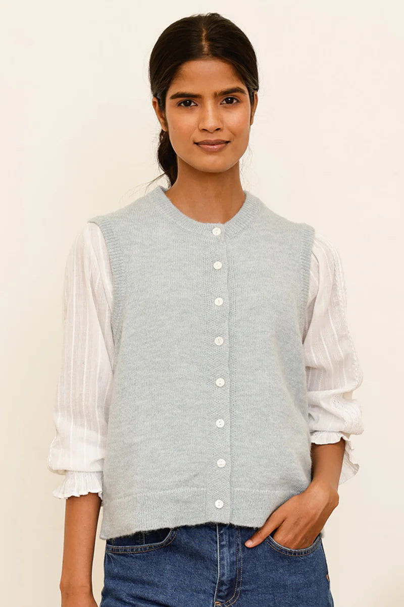 Alpaca Blend Gilet - Dusty Blue