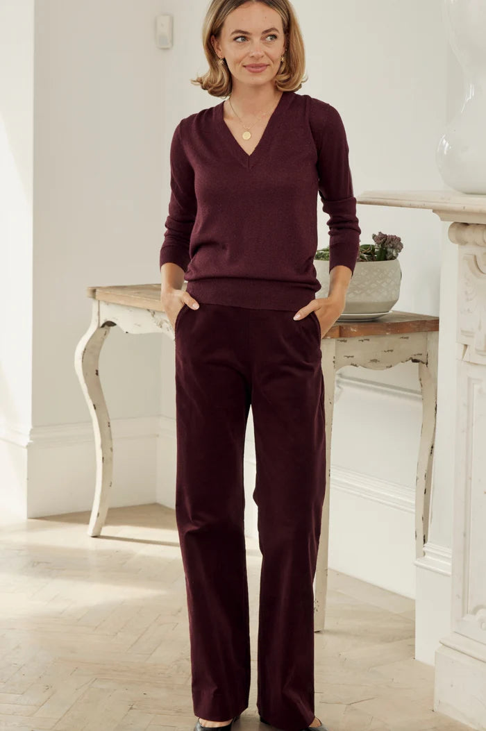 Juliette Stretch Corduroy Trouser - Burgundy