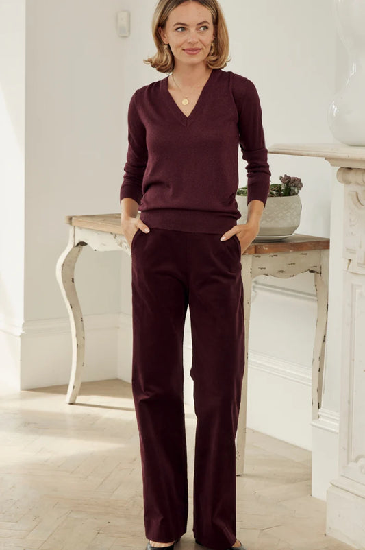 Juliette Stretch Corduroy Trouser - Burgundy