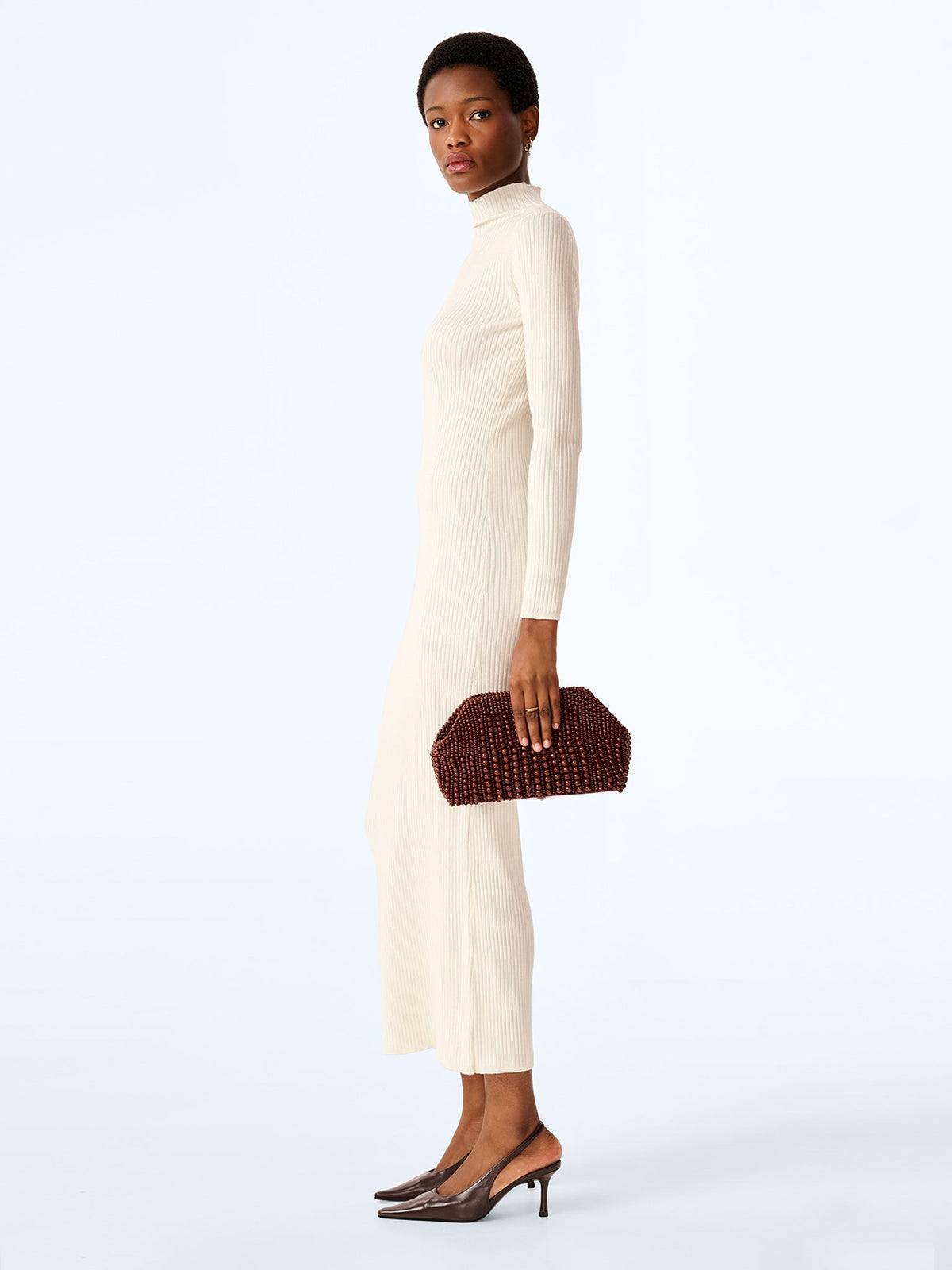 Albie Rib Knit Dress in Cream