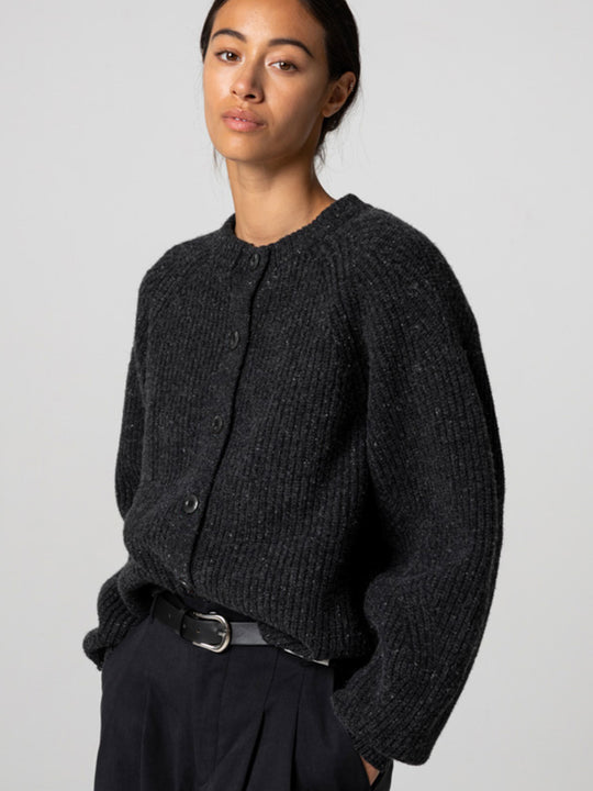 Amy Powney + Finisterre Fisherman Rib Cardigan - Raven