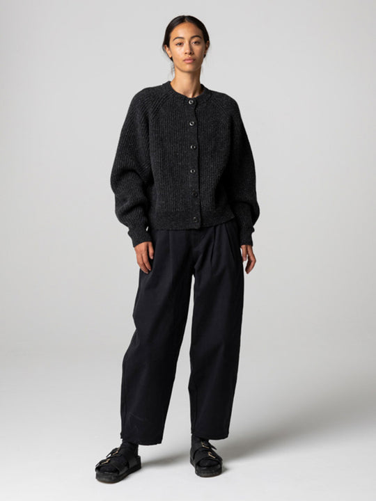 Amy Powney + Finisterre Fisherman Rib Cardigan - Raven