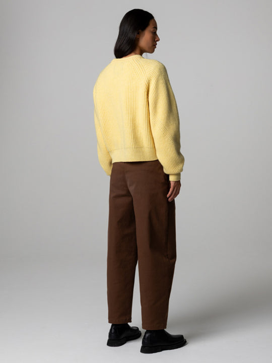 Amy Powney + Finisterre Fisherman Rib Crew Neck Jumper - Butter Yellow