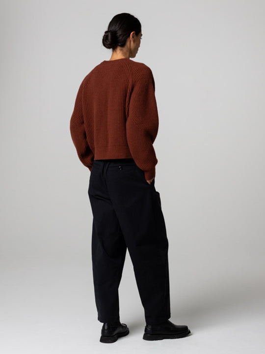 Amy Powney + Finisterre Fisherman Rib Crew Neck Jumper - Cherrywood