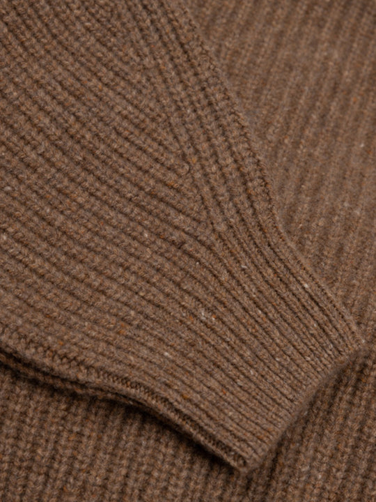 Amy Powney + Finisterre Fisherman Rib Crew Neck Jumper - Earth Brown