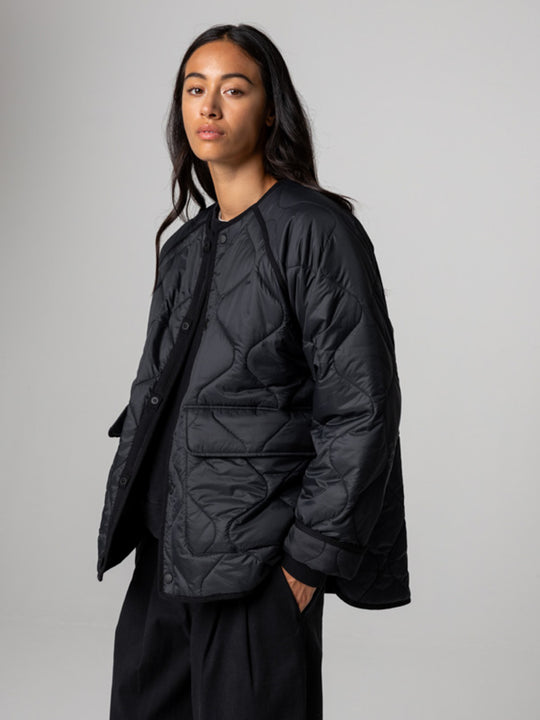 Amy Powney + Finisterre Oversized Quilted Jacket - Black