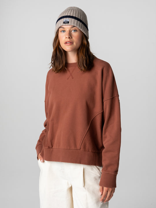 Women's Awen Crew Sweatshirt - Mahogany Brown