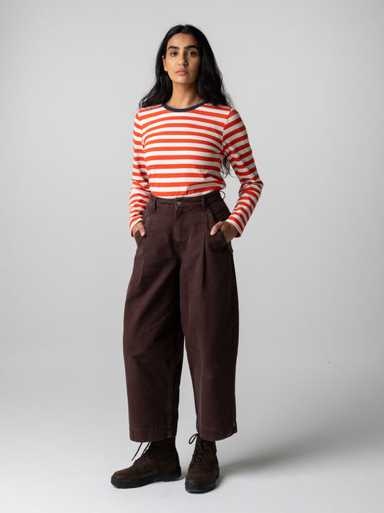 Eldon Long Sleeve T-shirt - Lighthouse Red and Ecru