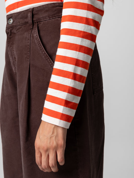 Eldon Long Sleeve T-shirt - Lighthouse Red and Ecru