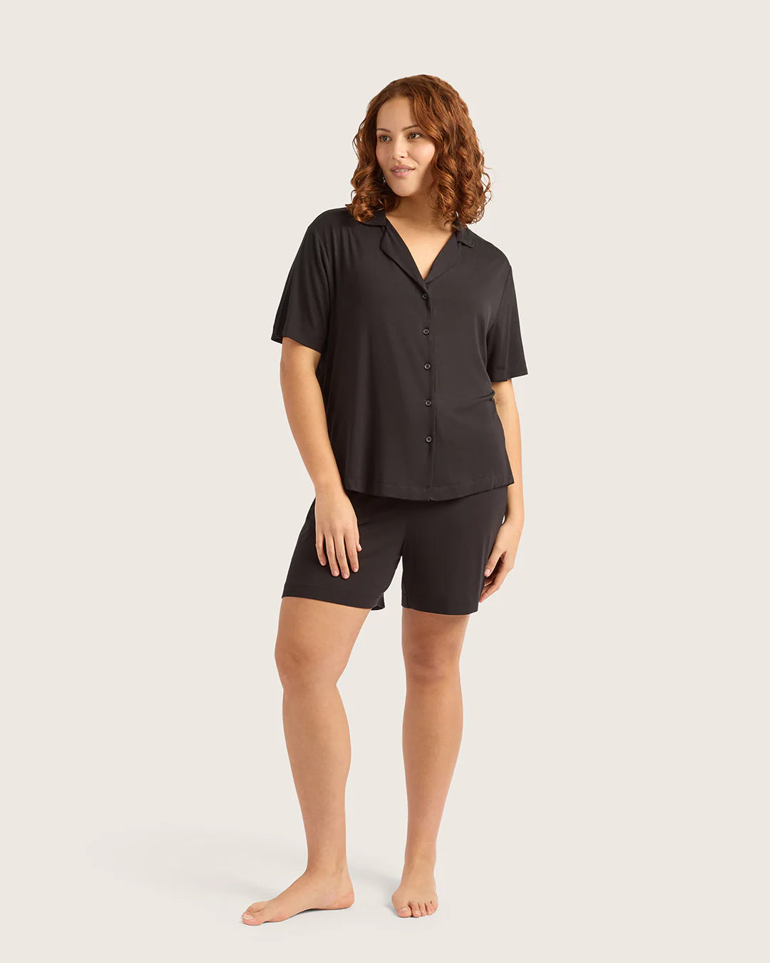 Bamboo Short Sleeve Sleep Shirt - Black