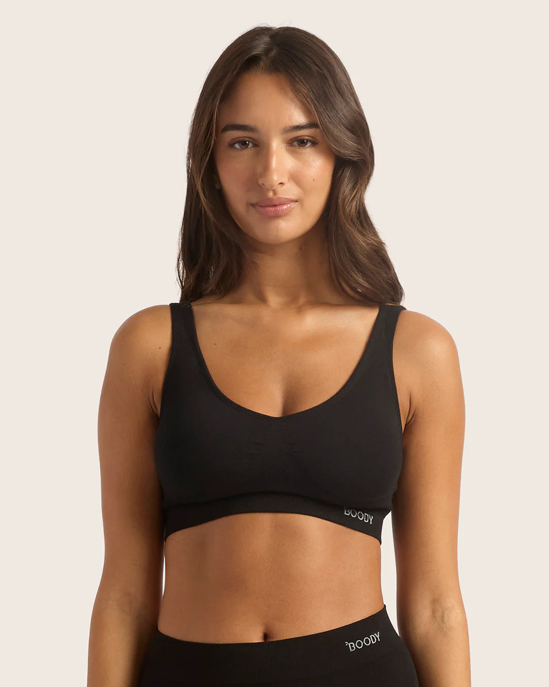 Seamfree Padded Crop Bamboo Bra - Black