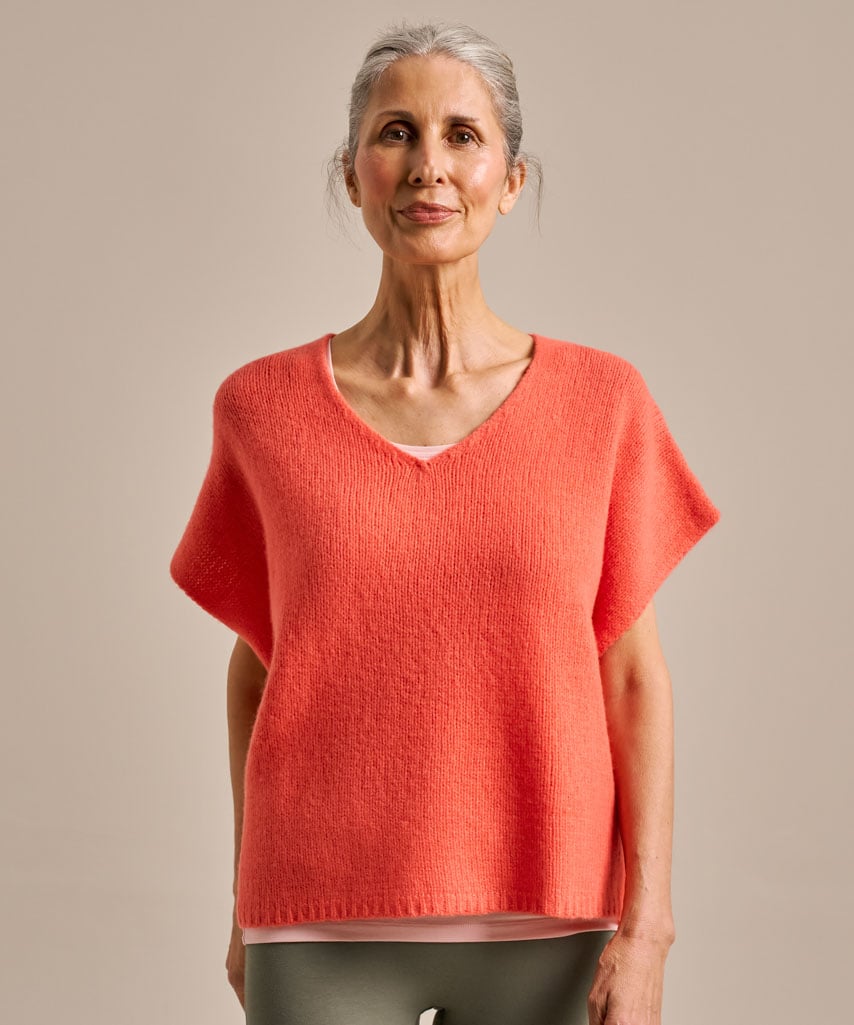Sleeveless Boxy Layering Knitted Top - Coral Glow