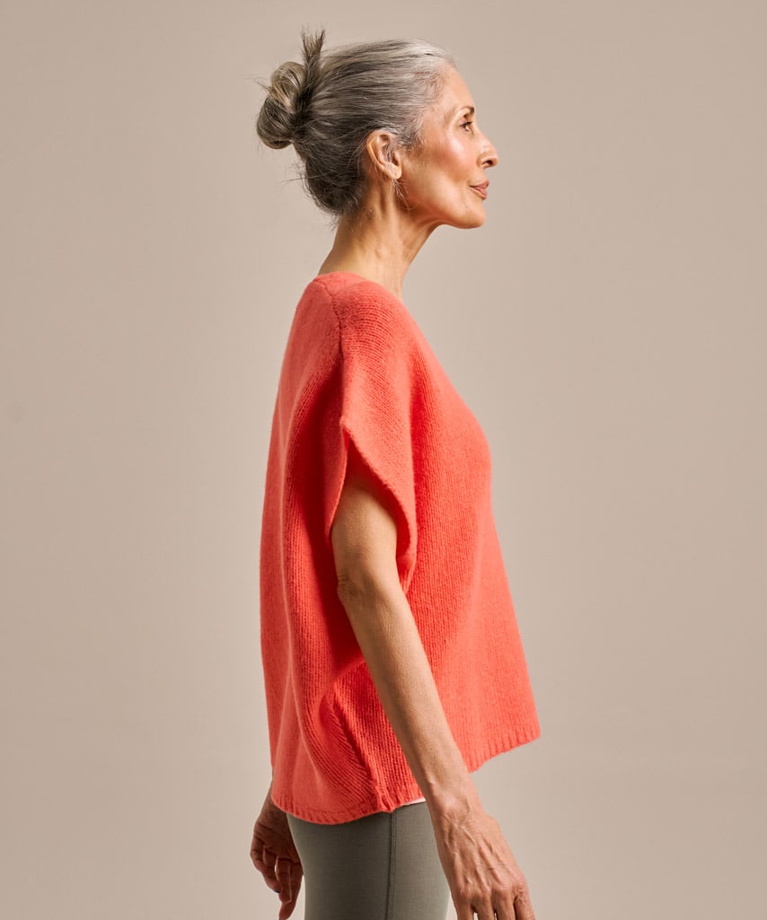 Sleeveless Boxy Layering Knitted Top - Coral Glow