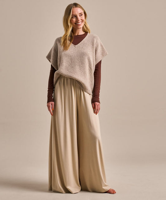 Oat coloured knitted tank layering top.