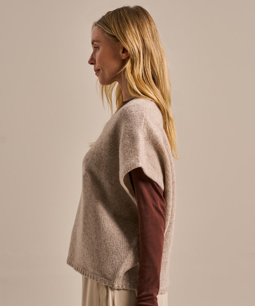Sleeveless Boxy Layering Knitted Top - Oat