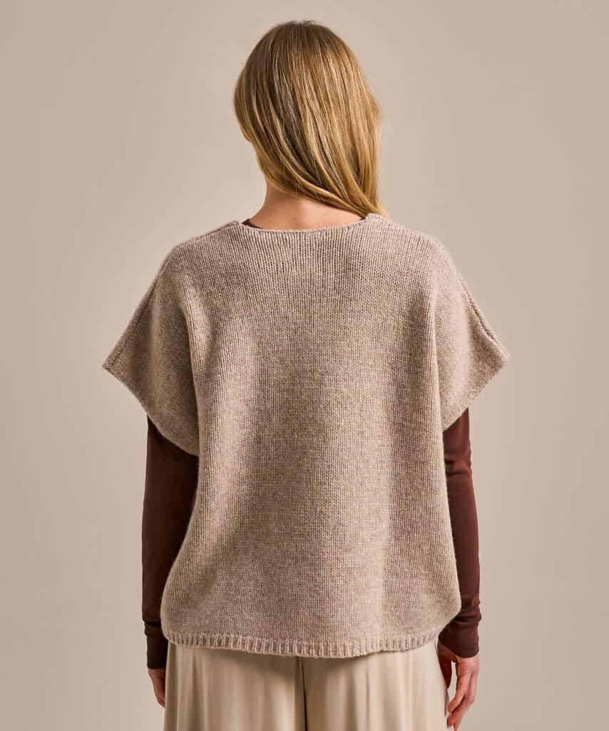 Sleeveless Boxy Layering Knitted Top - Oat