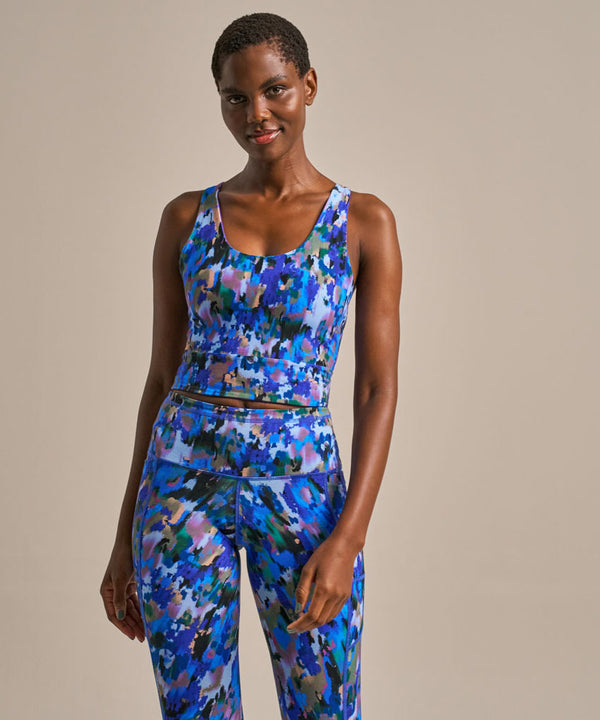 Reversible Enduro Crop Top - (Electric Violet / Tranquility Print)