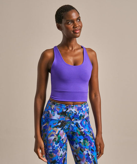 Reversible Enduro Crop Top - (Electric Violet / Tranquility Print)